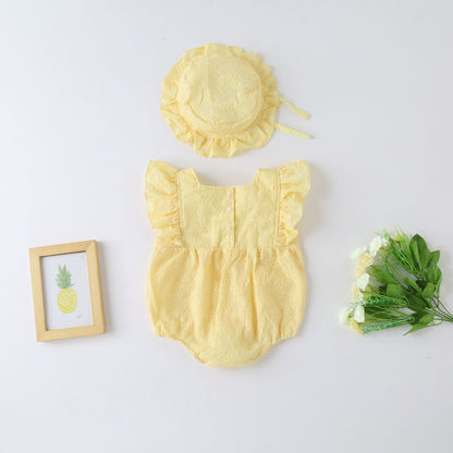 Mild Flower Baby Girls Romper with Hat
