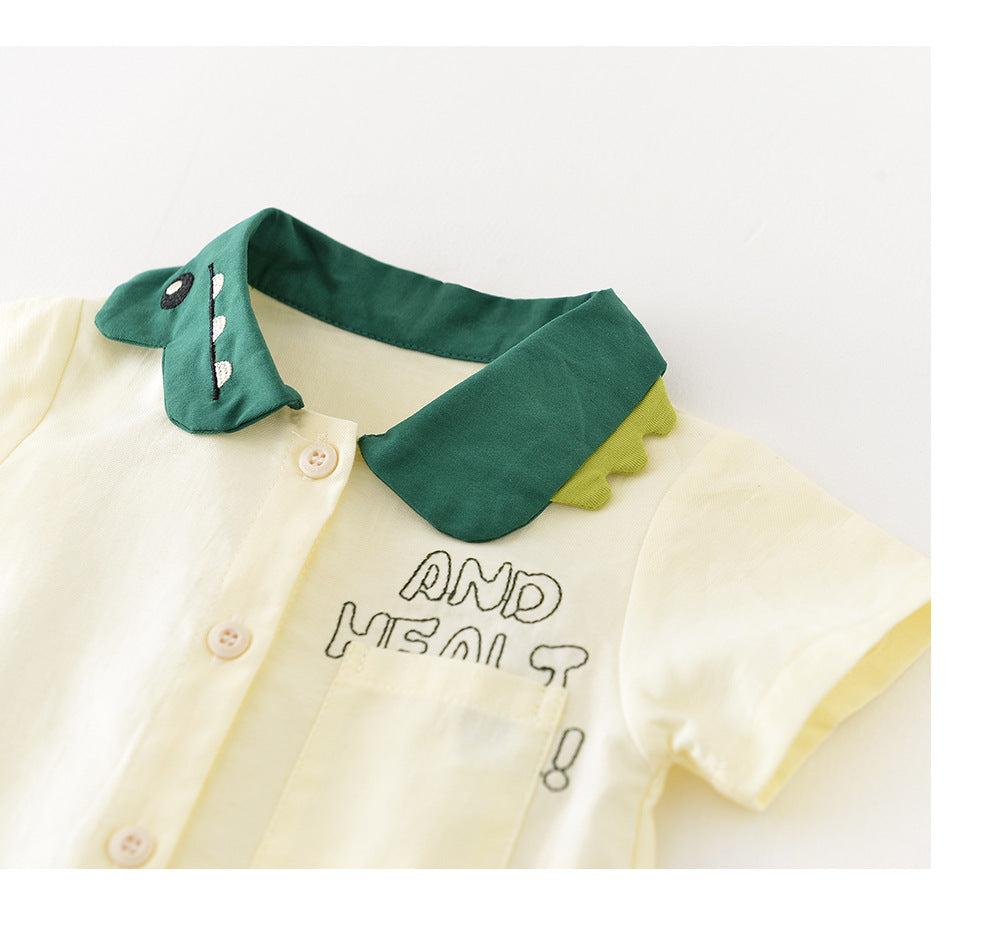 Aiden Dino Baby Boys Romper with Sling Bag