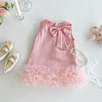 Grace Bow Girls Frill Party Dress