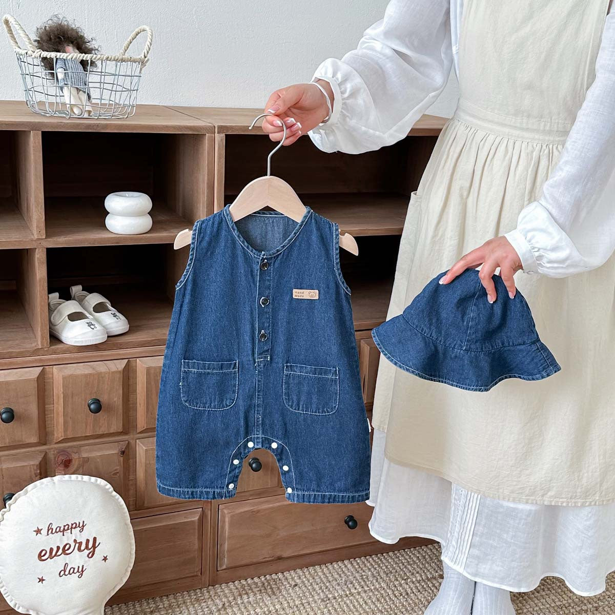 Picnic Perfect Unisex Baby Boys Girls Denim Set with Hat