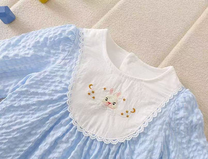 Textured  Bunny Bliss Baby Girls Romper with Headbow
