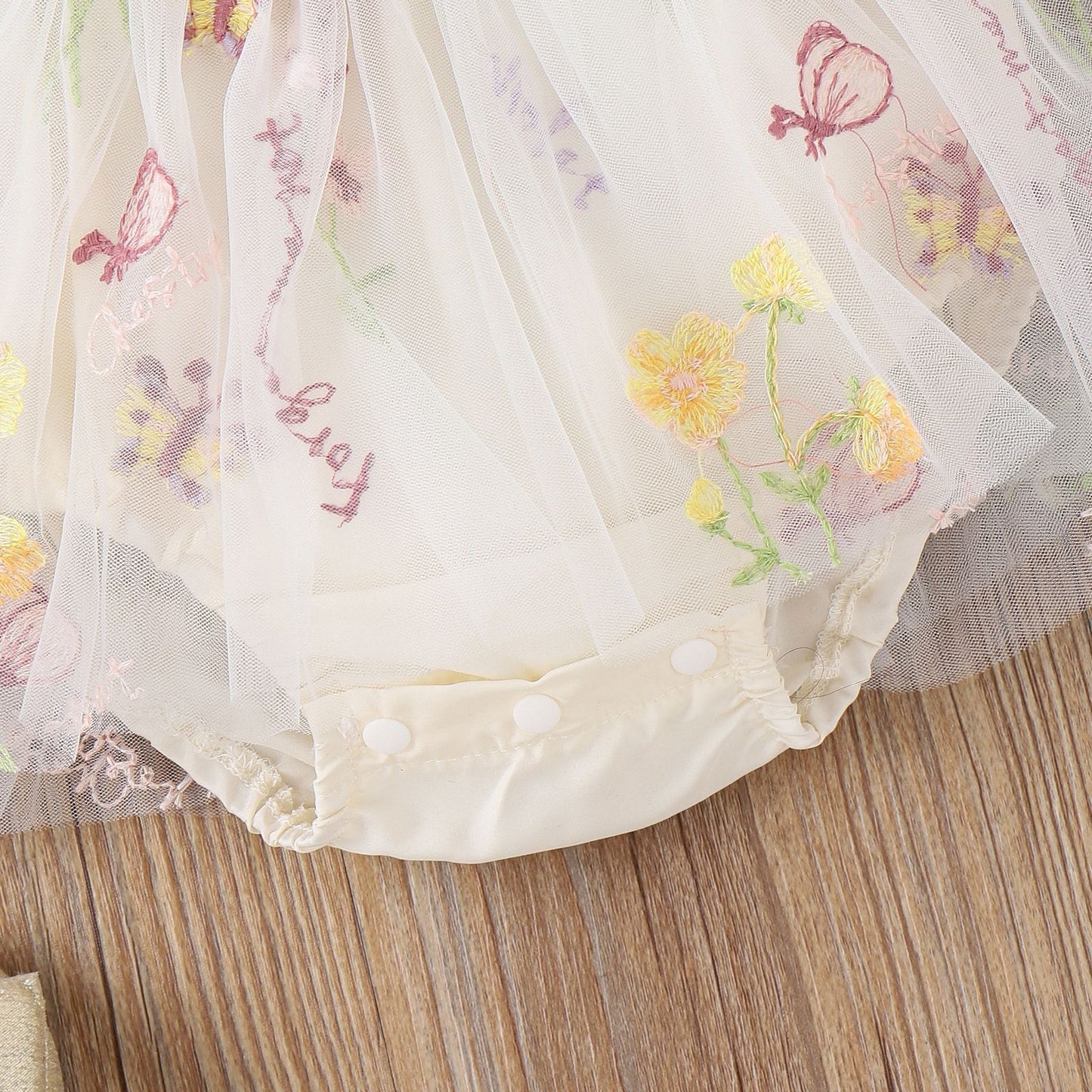 Flower Embroidered Girls Romper Dress