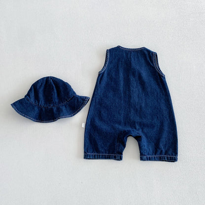 Picnic Perfect Unisex Baby Boys Girls Denim Set with Hat