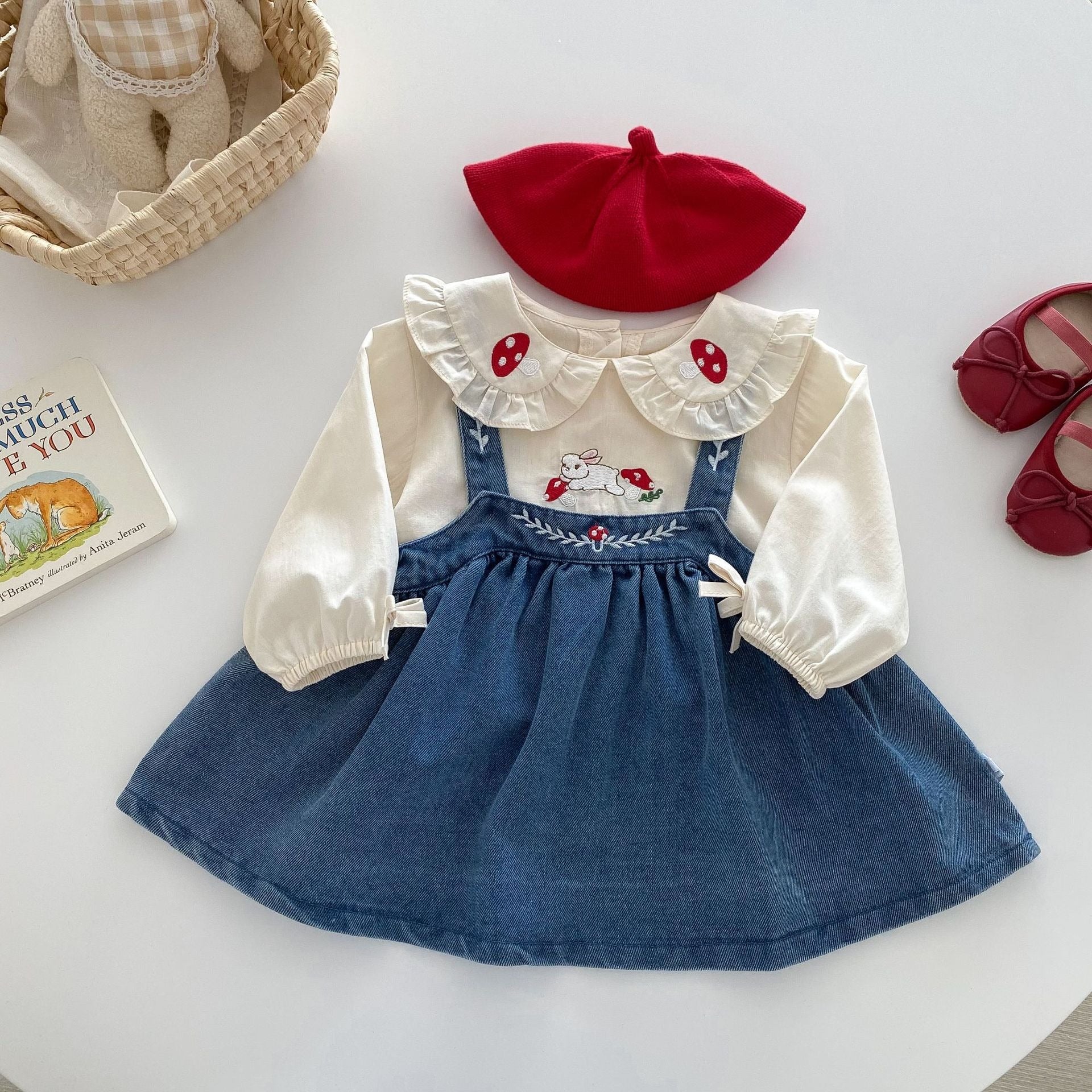 Lightweight embroidered top and pinafore-style dress for baby girls – Ju Ju Jam

