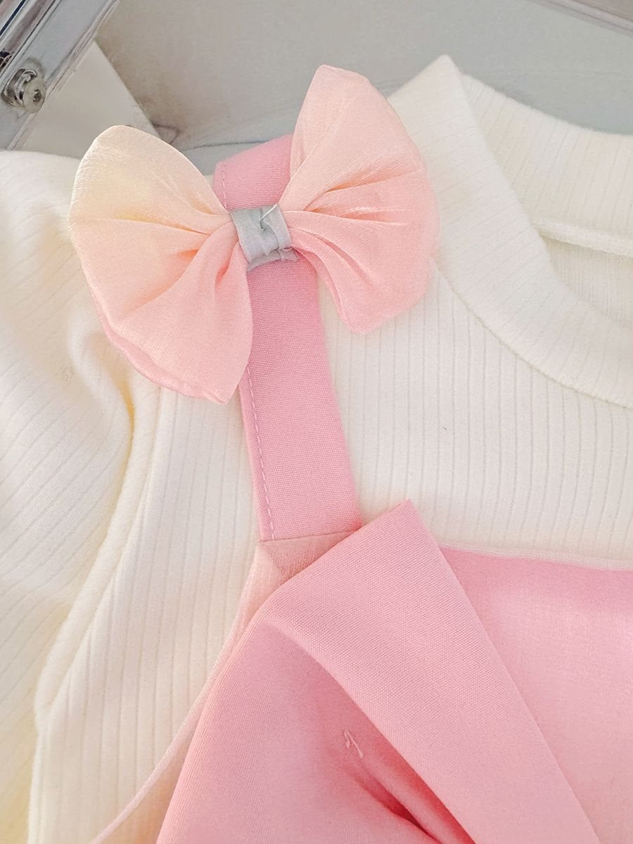 Raha Pink Bow Girls Dress