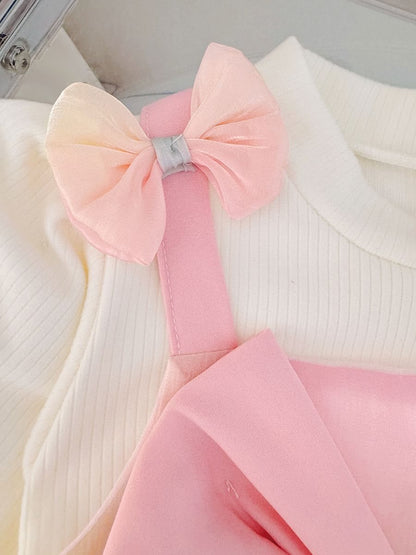 Raha Pink Bow Girls Dress