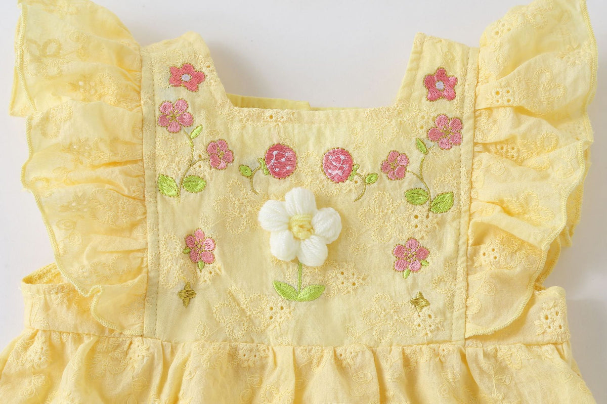 Mild Flower Baby Girls Romper with Hat