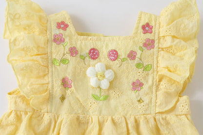 Mild Flower Baby Girls Romper with Hat