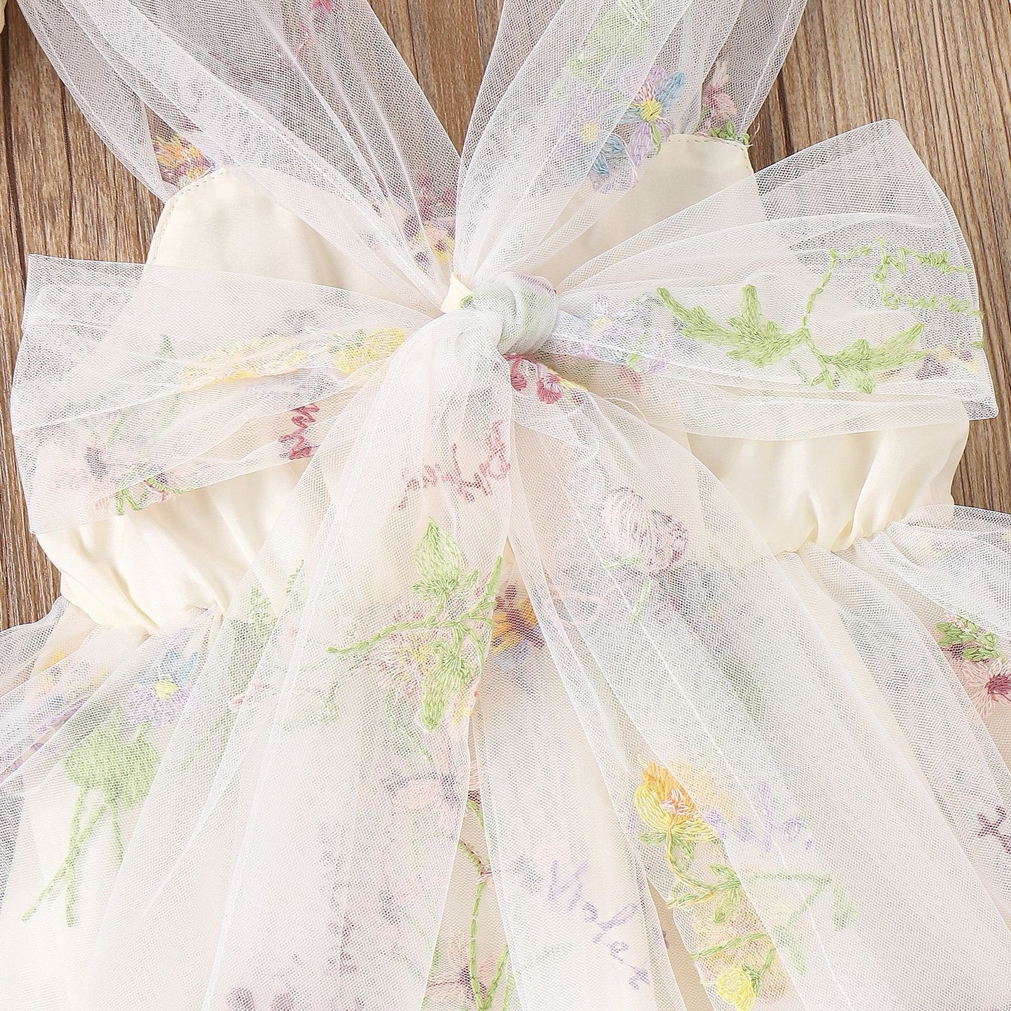 Flower Embroidered Girls Romper Dress