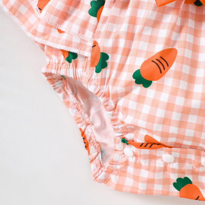 Kyra Carrot Baby Girls Fancy Romper with Headbow