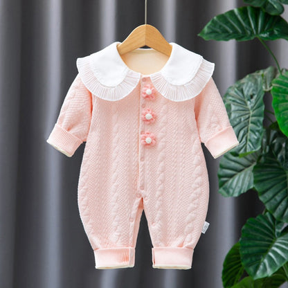 Adorable baby girls' romper, made with soft fabrics for a cozy feel, perfect for everyday wear, from Ju Ju Jam.