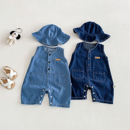 Picnic Perfect Unisex Baby Boys Girls Denim Set with Hat