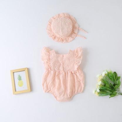 Mild Flower Baby Girls Romper with Hat