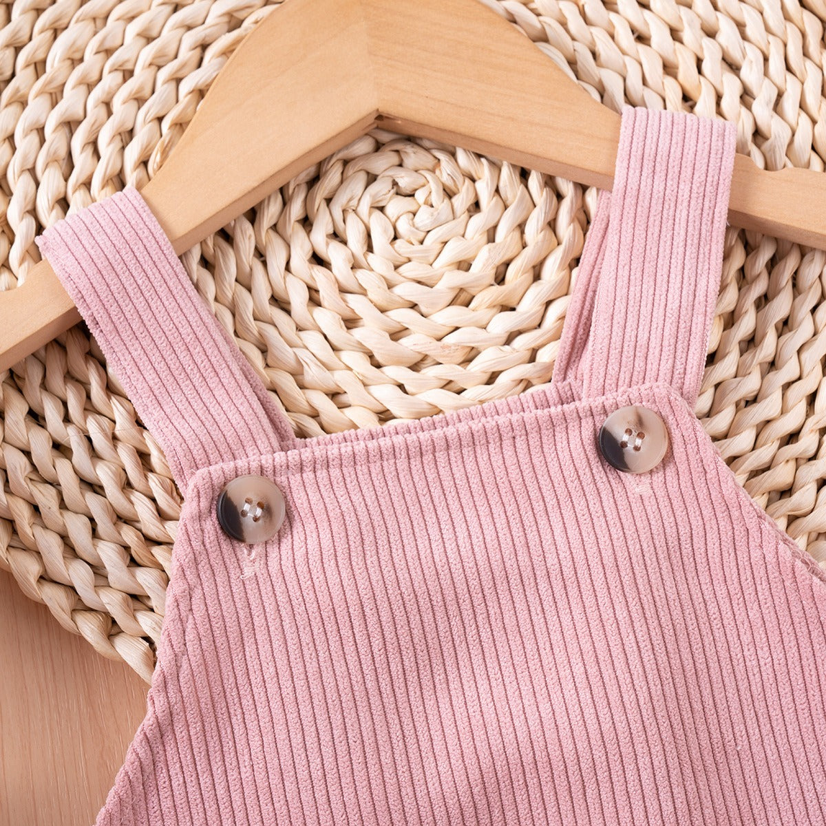 Flower Pocket Corduroy Girls Suspender Dress