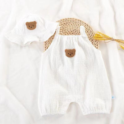 Cotton Gauze Newborn Girls Jumpsuit