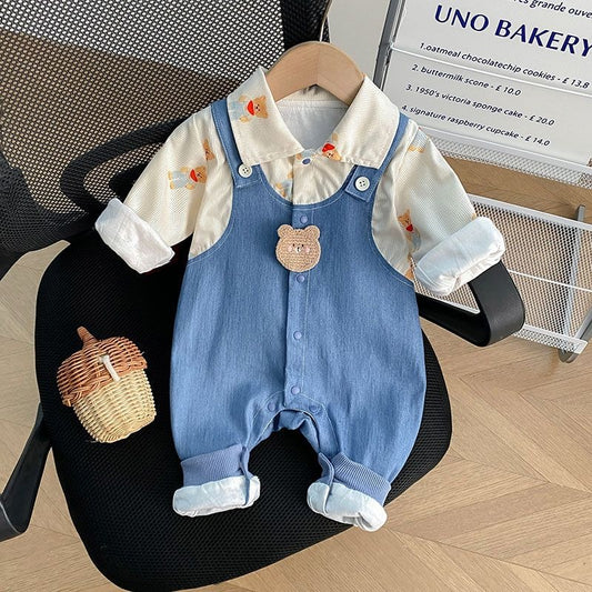 Cowboy Bear Baby Boys Suspender Jumpsuit