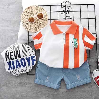 Orange Lines Designer Boys Set by Ju Ju Jam