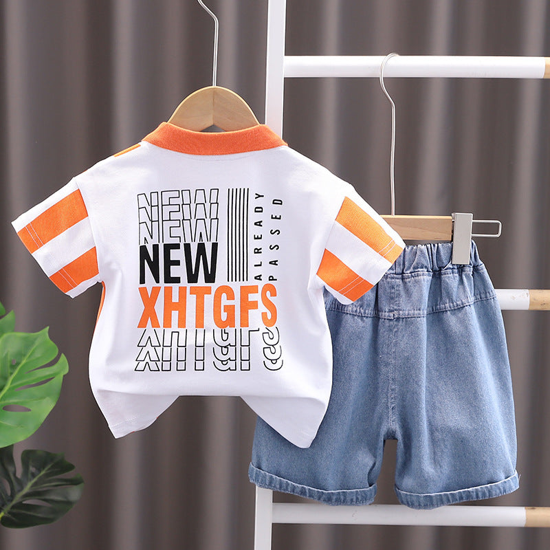 Stylish Orange Lines Designer Boys Set by Ju Ju Jam