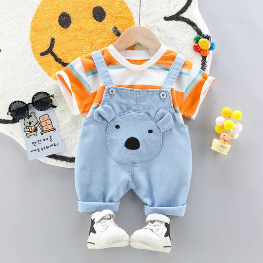 Orange Striped Bear Boys and Girls Jumpsuit - Ju Ju Jam Baby and Kids Wear