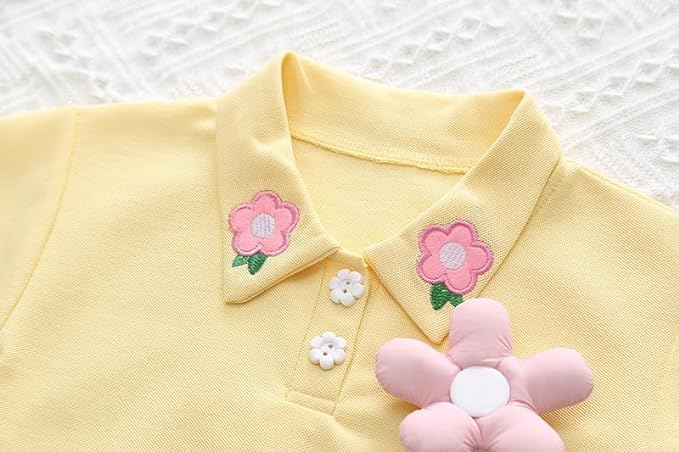 Ju Ju Jam pastel baby girl co-ord set showcasing 3D flower decoration on a top and matching bottoms, perfect for a sweet and stylish look.