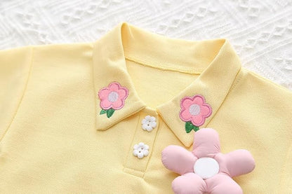 Ju Ju Jam pastel baby girl co-ord set showcasing 3D flower decoration on a top and matching bottoms, perfect for a sweet and stylish look.