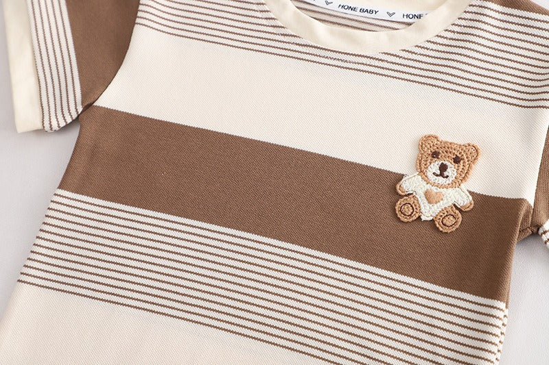 Adorable boys' outfit featuring a patterned bear print by Ju Ju Jam