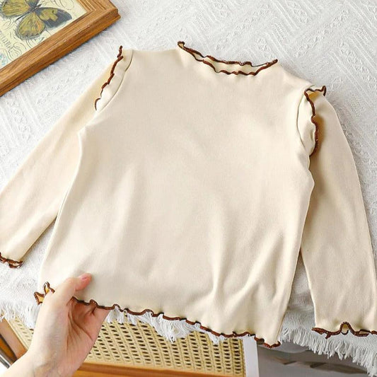 Patterned border Nordic top for girls – cozy winter style by Ju Ju Jam

