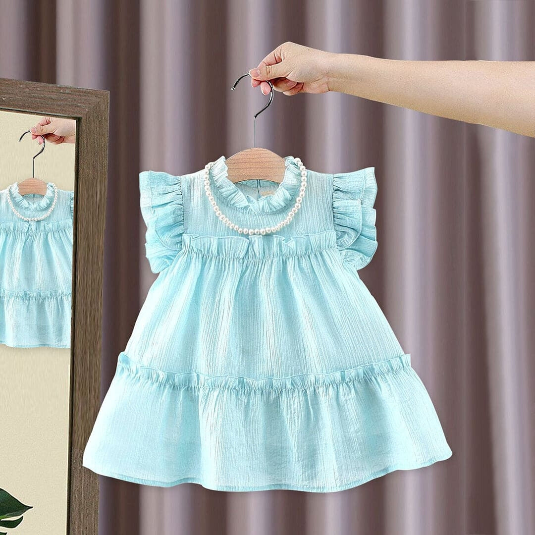 Ju Ju Jam girls dress with rich fabric and pearl neck design


