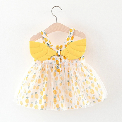 Ju Ju Jam baby girl dress with pineapple print and fairy style design

