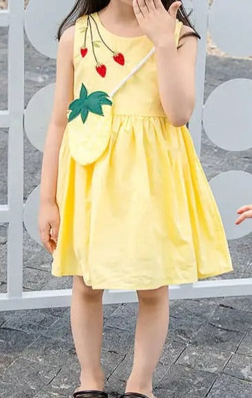 Adorable girls' dress with pineapple pattern and sling straps - Ju Ju Jam