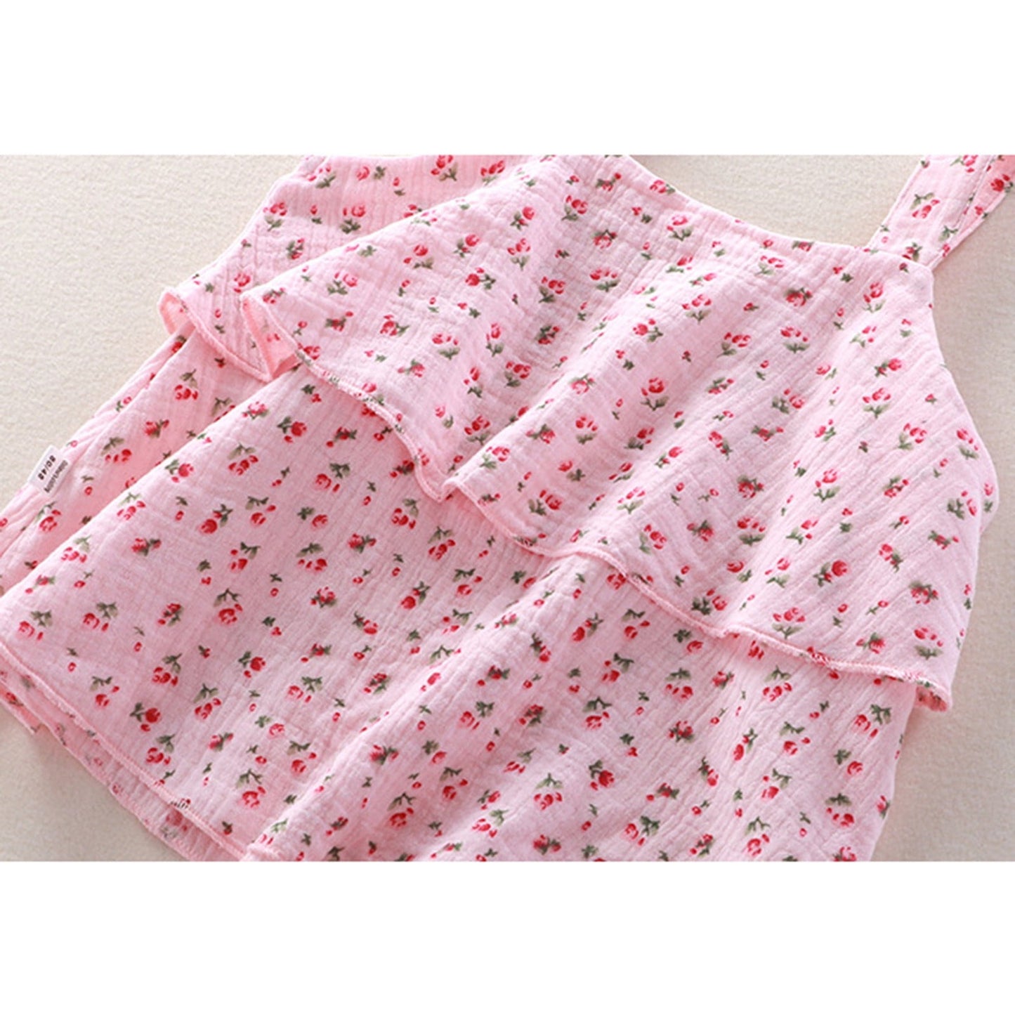 Sleeveless baby girl set – Pink Blossom floral outfit perfect for warm days by Ju Ju Jam.

