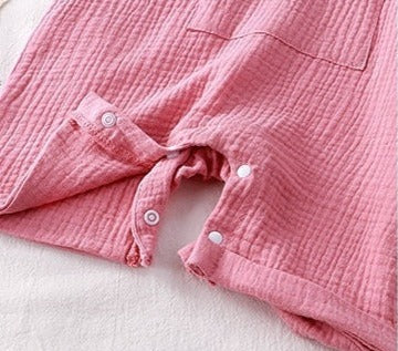 Pink Sleeveless Romper with Hat for Girls by Ju Ju Jam - Charming romper set with a sleeveless cut and a hat, ideal for sunny days.