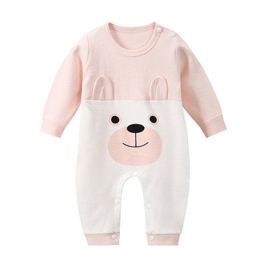 Baby boy and girl in a Pink White Cartoon romper from Ju Ju Jam