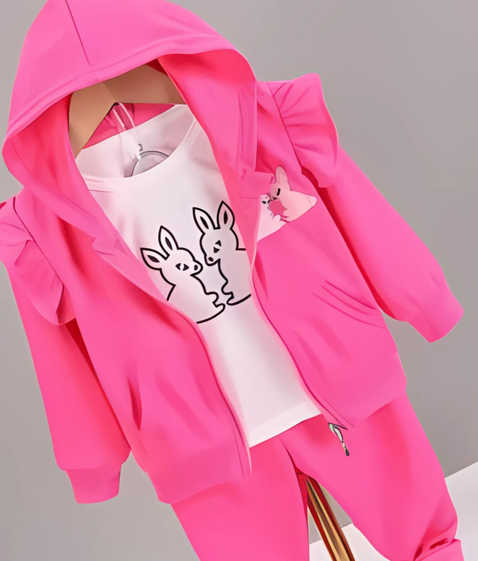 Little girl in cute pink hoodie set from Ju Ju Jam – stylish and warm

