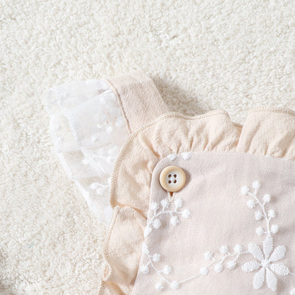 Ju Ju Jam Pixie Girls Romper – festive baby girl outfit with elegant embroidery, perfect for special occasions.

