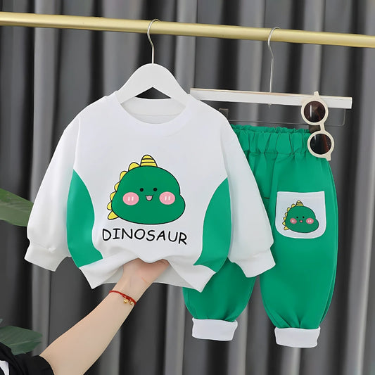 Playful Dino boys sweatsuit set by Ju Ju Jam – cozy dinosaur print outfit for kids


