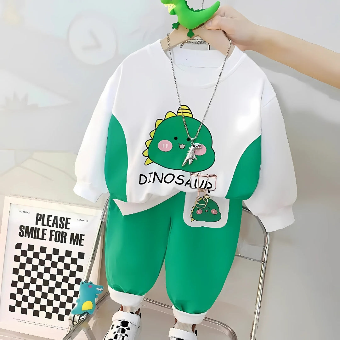 Soft cotton dino boys sweatsuit – fun and comfy toddler outfit by Ju Ju Jam

