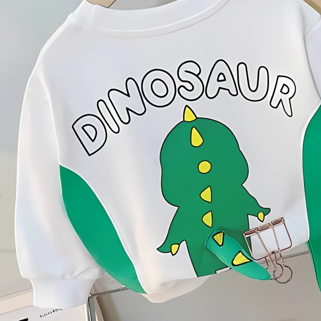 Comfy Playful Dino boys clothing set – Ju Ju Jam dinosaur sweatshirt and pants

