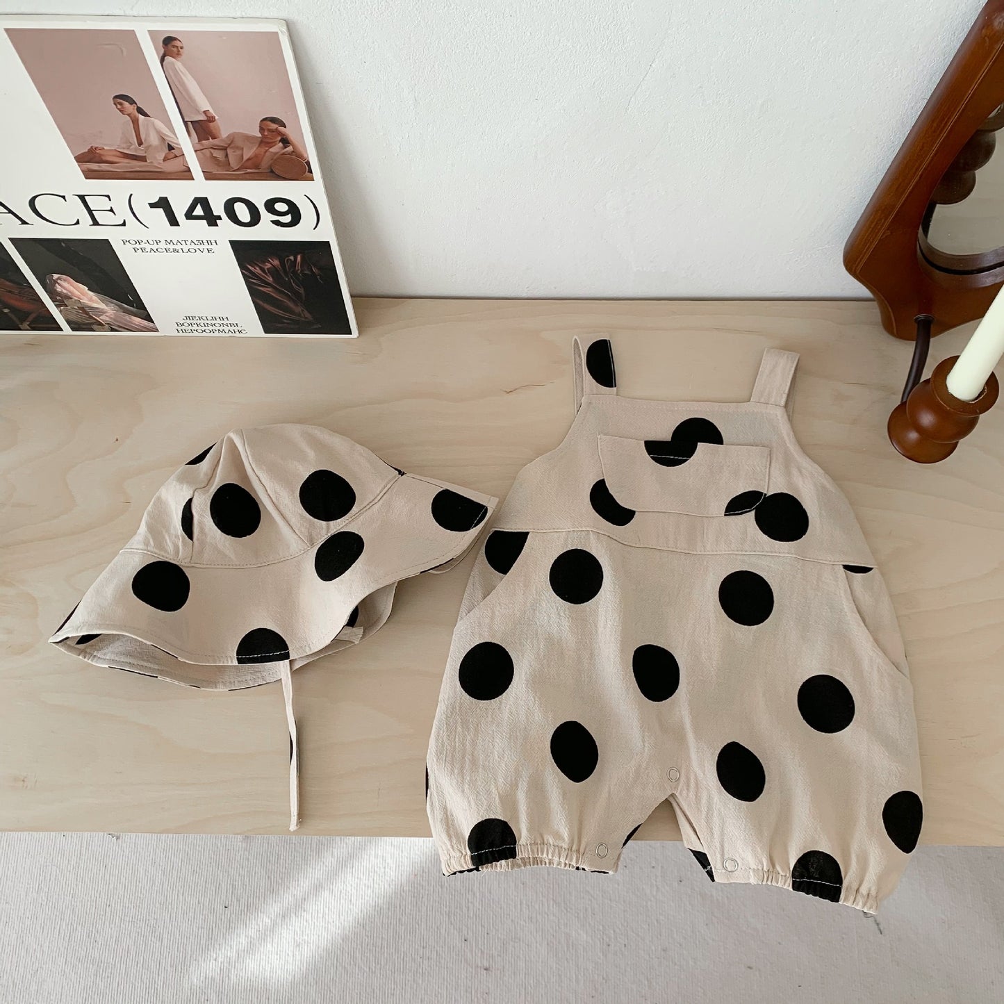 Gender-neutral polka dot jumpsuit with cute baby hat – Ju Ju Jam

