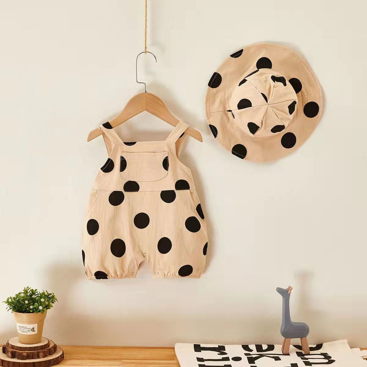 Adorable polka dot baby jumpsuit outfit set with hat – Ju Ju Jam

