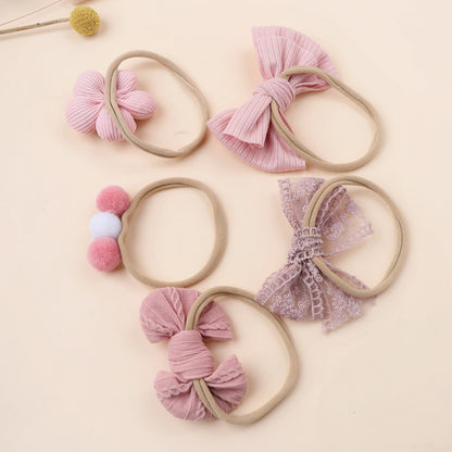 Pretty in Pink hair accessories for baby girls – Ju Ju Jam 5-piece set with soft, stylish designs.

