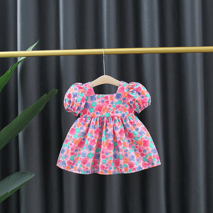 Puff sleeves bow girls dress by Ju Ju Jam - front view