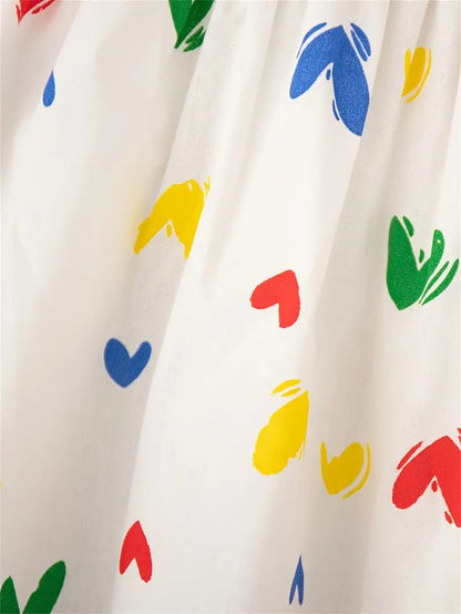 Comfortable rainbow cotton dress with heart prints for girls – Ju Ju Jam

