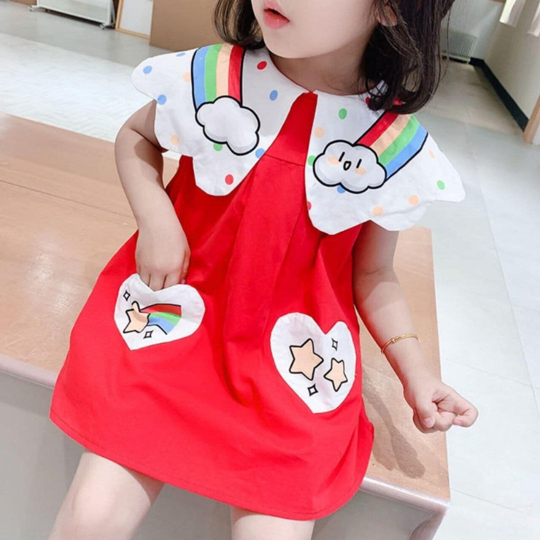 Pastel rainbow-themed girls dress – Rainbow Dreams by Ju Ju Jam

