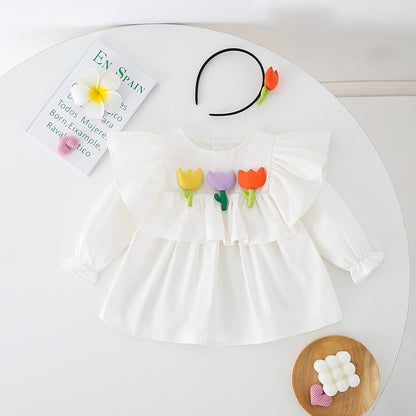 Rainbow Flower Matching Girls Romper and Dress 5