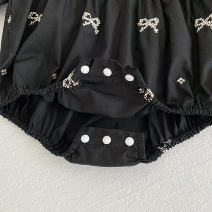 Bow Grace Baby Girls Embroidered Romper