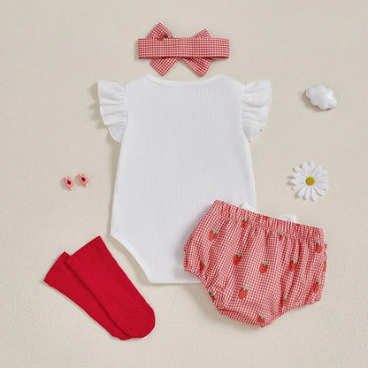 Sanya Baby Girls Romper Set with Matching Headband and Socks