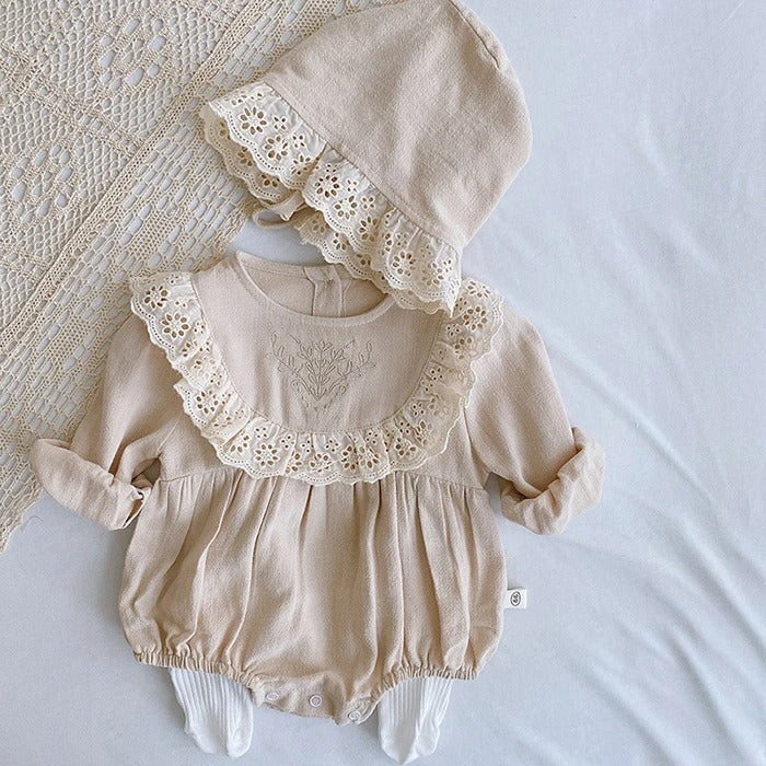 Flora Grace Baby Girls Romper with Matching Hat