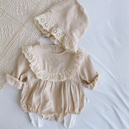 Flora Grace Baby Girls Romper with Matching Hat