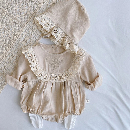Flora Grace Baby Girls Romper with Matching Hat